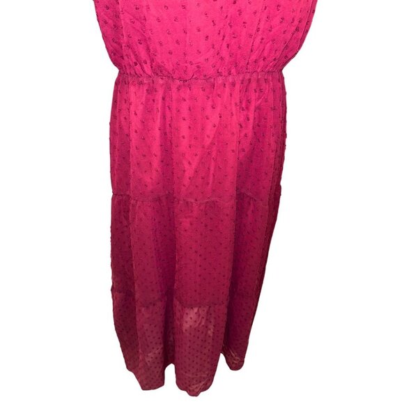 NWT Elegant Burgundy Halter Maxi Dress Tiered Semi-Sheer Perfect Evening Large - Picture 4 of 16